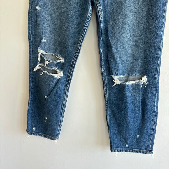 Abercrombie & Fitch The Mom High Rise Distressed Straight Leg Jeans Blue 29 - Picture 4 of 7